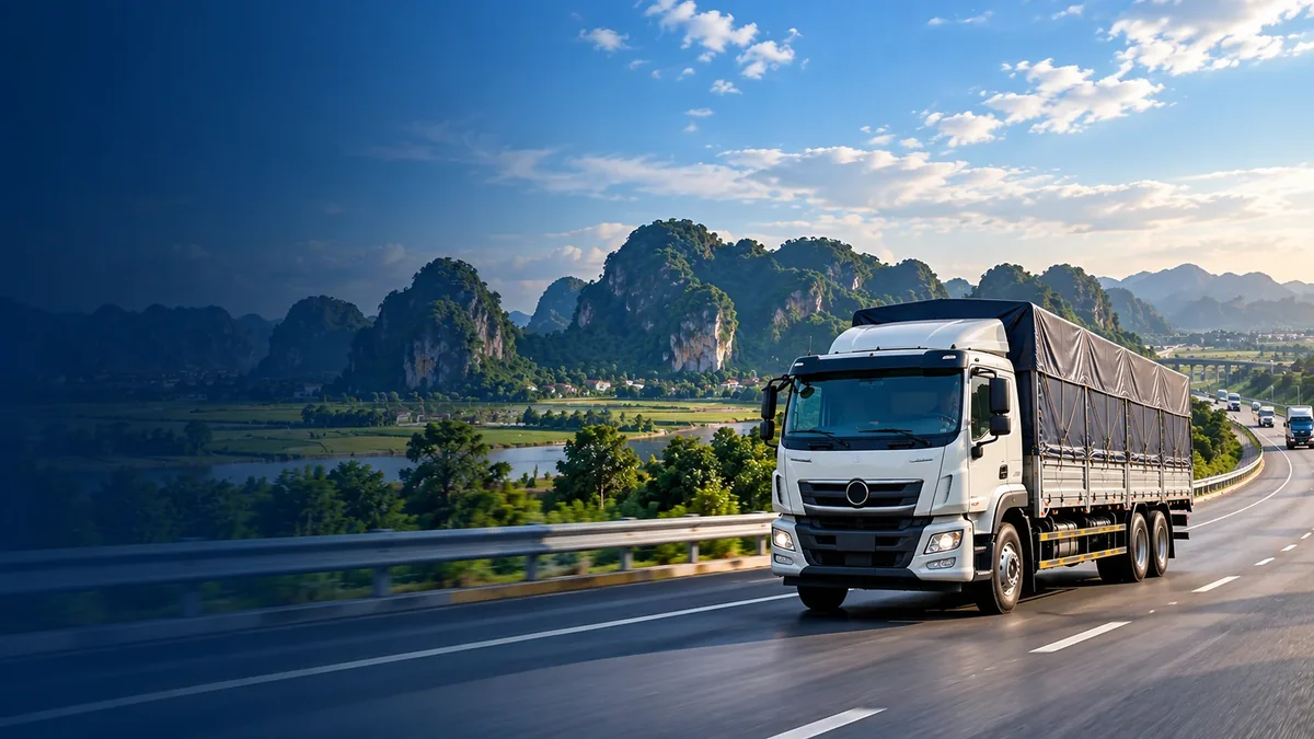 Xe tải vận chuyển hàng trên tuyến Hà Nội – Hà Tĩnh